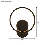 Halo Ring Metallic Sconce Light - Minimalist Black Led Wall Lamp In Warm/White