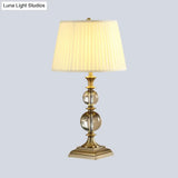 Hand-Cut Crystal Modernist Sphere Desk Lamp In Beige