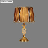 Hand-Cut Crystal Nightstand Lamp: Modern Urn-Shaped Task Lighting In Brown