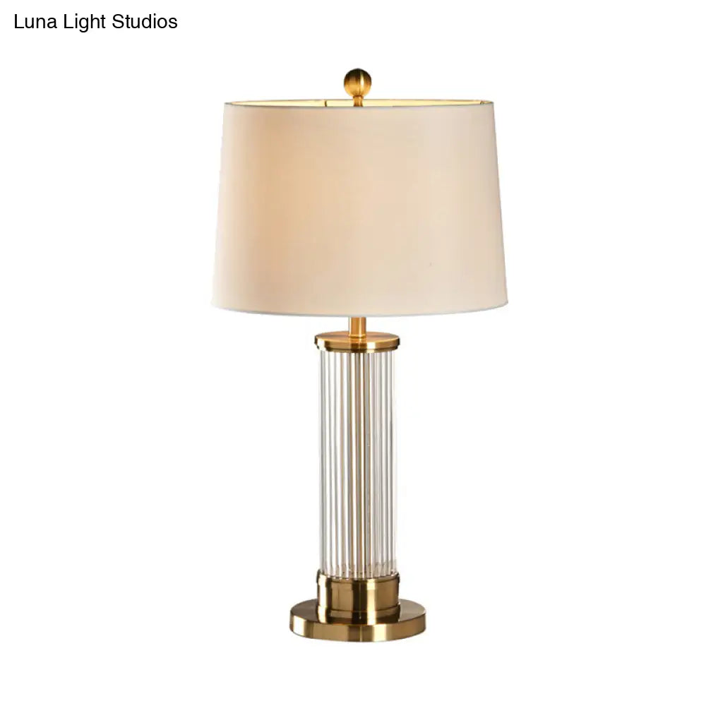 Hand-Cut Crystal White Table Lamp: Modern Reading Light For Study