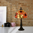 Hand Cut Glass Sunflower Desk Light With Bronze Finish & Domed Shade