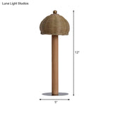 Hand-Worked Japanese Small Desk Lamp With Bamboo Shade - 1 Bulb Task Lighting