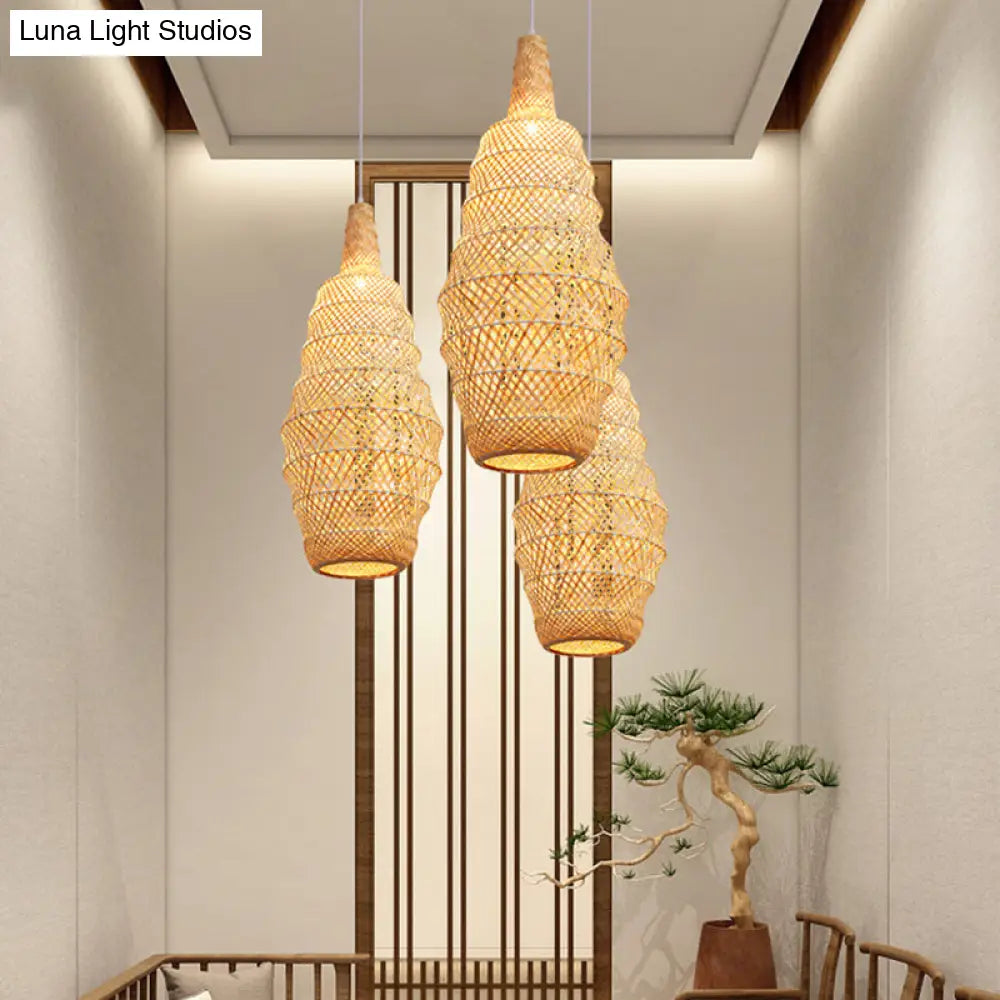 Hand-Woven Bamboo Pendant Light - Chinese Suspended Flaxen Fixture