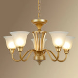 Handblown Glass Bell Suspension Chandelier - Rustic Living Room Light Fixture 5 / Gold