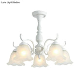 Handblown Glass Suspension Light Rustic Chandelier In White For Living Room