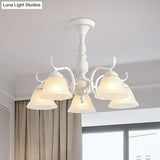 Handblown Glass Suspension Light Rustic Chandelier In White For Living Room
