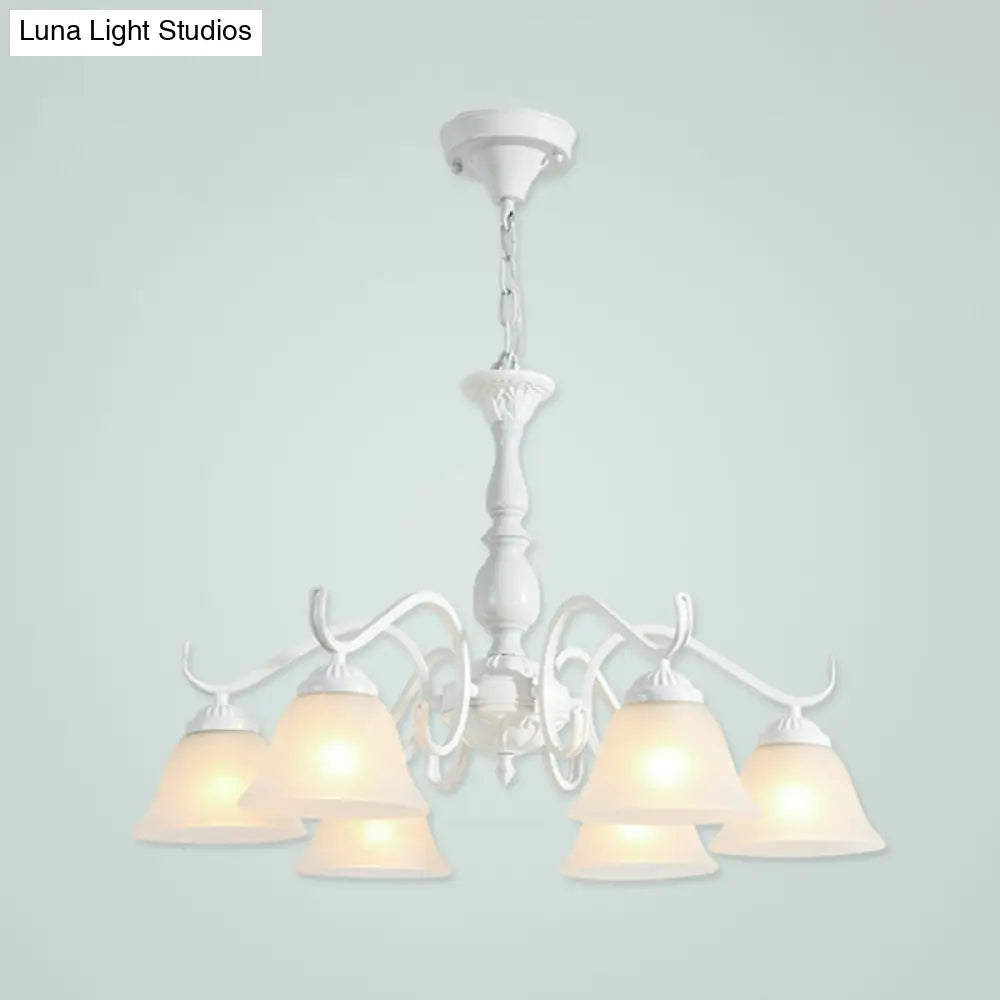 Handblown Glass Suspension Light Rustic Chandelier In White For Living Room