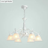 Handblown Glass Suspension Light Rustic Chandelier In White For Living Room