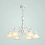 Handblown Glass Suspension Light Rustic Chandelier In White For Living Room 6 / A