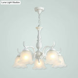 Handblown Glass Suspension Light Rustic Chandelier In White For Living Room