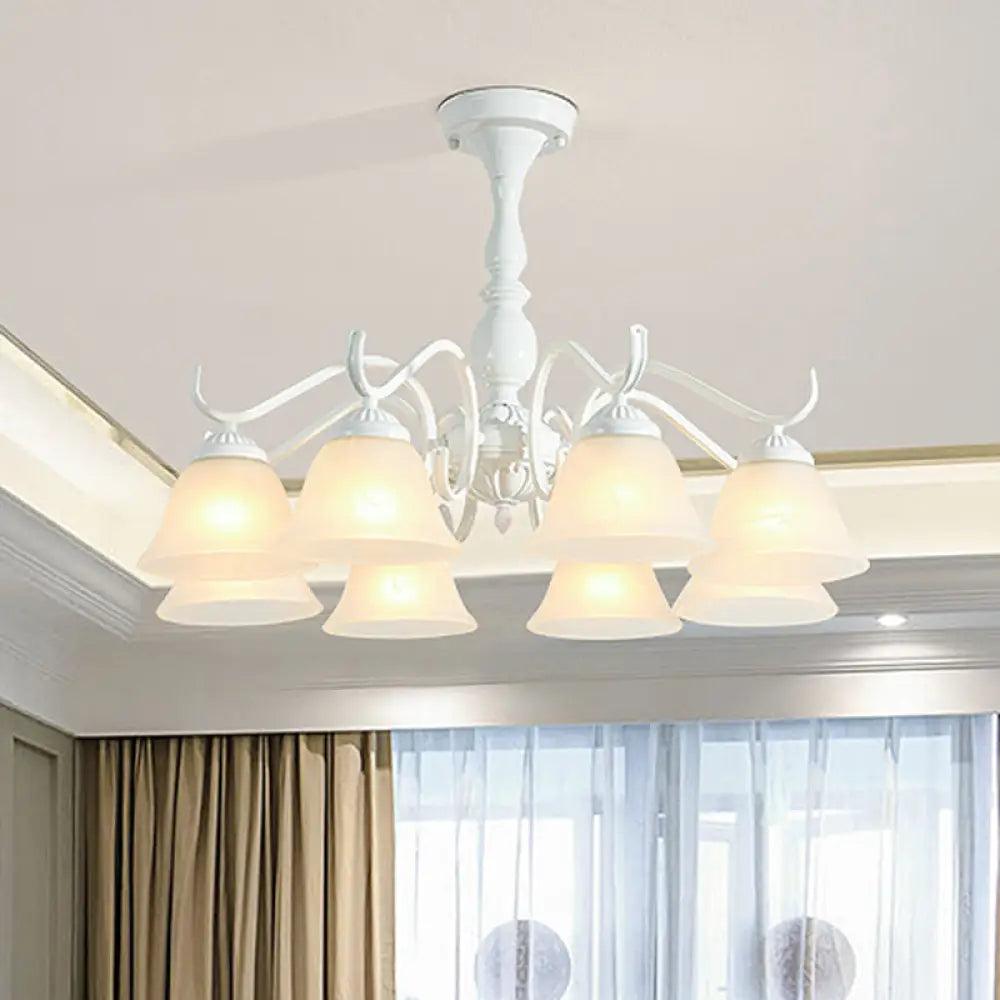 Handblown Glass Suspension Light Rustic Chandelier In White For Living Room 8 / A