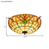 Handcrafted Baroque Dome Semi Flush Mount Ceiling Lamp With 5 Stained Glass Bulbs In White/Blue –