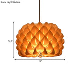 Handcrafted Blooming Wood Pendant Light - Asian 1-Light Beige Fixture