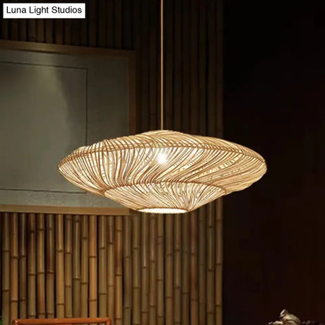 Handcrafted Minimalist Rattan Pendant Ceiling Light - Wood Suspension Lighting For Restaurants