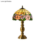 Handcrafted Vintage Dome Table Lamp With Floral Pattern Perfect Nightstand Lighting