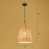Handmade Asian Style Bamboo Ceiling Light Wood Fixture - Restaurant Hanging With 1 Bulb / B