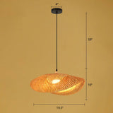 Handmade Asian Style Bamboo Ceiling Light Wood Fixture - Restaurant Hanging With 1 Bulb / H
