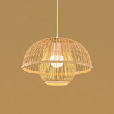 Handmade Bamboo Pendant Light - Modern Single Style For Restaurant Ceiling Wood / C