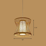Handmade Bamboo Pendant Light - Modern Single Style For Restaurant Ceiling Wood / H