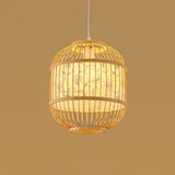 Handmade Bamboo Pendant Light - Modern Single Style For Restaurant Ceiling Wood / P