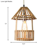 Handmade Bamboo Pendant Light - Modern Wood Ceiling Lamp