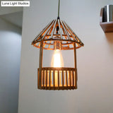 Handmade Bamboo Pendant Light - Modern Wood Ceiling Lamp