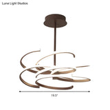 Hanging Ceiling Coffee Twist Light - Simple Style Metal LED Chandelier Lamp 19.5’’/24.5’’ Wide Warm/White Light