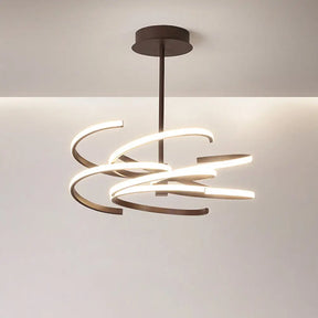 Hanging Ceiling Coffee Twist Light - Simple Style Metal LED Chandelier Lamp 19.5’’/24.5’’ Wide Warm/White Light Coffee