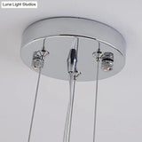 Hanging Chandelier Light W/ 5 Bulbs - Modern Glass Ceiling Fixture Chrome Frame & K9 Crystal