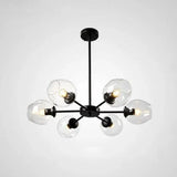 Hanging Glass Cup Chandelier Light Fixture For Living Room 6 / Black Clear