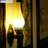 Head Vase Wall Lamp With Nautical Black Finish And Crackle Glass - Ideal For Lighting