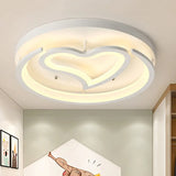 Heart Acrylic Modern Round Ceiling Light For Bedroom Flush Mount White /