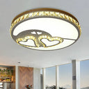 Heart Crystal Flush Mount Led Ceiling Lamp - Modern Bedroom Fixture In White