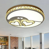 Heart Crystal Flush Mount Led Ceiling Lamp - Modern Bedroom Fixture In White