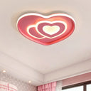 Heart Shape Ceiling Flush: Nordic Style Led Flush Mount Lighting With Acrylic Blue/Pink Finish Pink