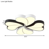Heart-Shaped Black & White Ceiling Lamp - Modern Acrylic Flush Mount Light In Warm/White
