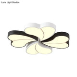 Heart-Shaped Black & White Ceiling Lamp - Modern Acrylic Flush Mount Light In Warm/White