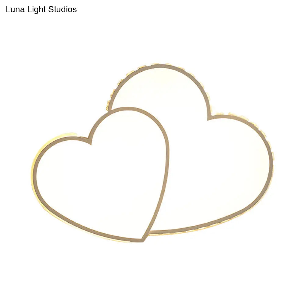Heart Shaped Crystal Led Ceiling Flush Light Fixture - 20.5’/24.5’ Wide Warm/White White Mount