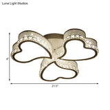 Heart Shaped Led Flush Mount Ceiling Lamp With Crystal Drop And Warm/White Light (3/4/6 Lights)