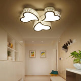 Heart Shaped Led Flush Mount Ceiling Lamp With Crystal Drop And Warm/White Light (3/4/6 Lights) 3 /