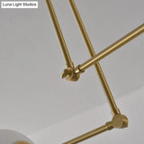 Height-Adjustable Milk Glass Orb Pendant Light In White & Brass For Cafes