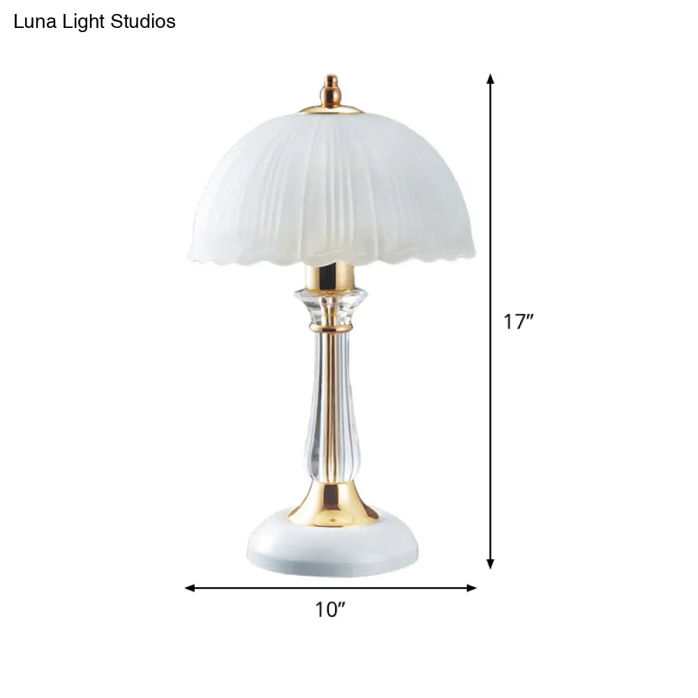 Hemisphere White Glass Task Lamp For Contemporary Living Room Reading - 1 Bulb Lighting