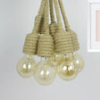 Hemp Rope Cluster Pendant Lamp - Industrial Beige Hanging Light For Farmhouse