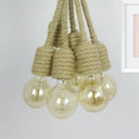 Hemp Rope Cluster Pendant Lamp - Industrial Beige Hanging Light For Farmhouse