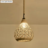 Hemp Rope Pendant Light - Antique 1-Light Fixture In Brown For Restaurants