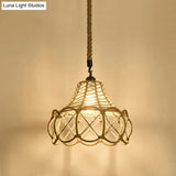 Hemp Rope Pendant Light - Antique 1-Light Fixture In Brown For Restaurants