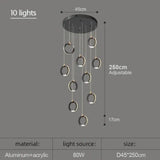 Hera - Modern Circular Led Chandelier 10 Lamps / Cold White Pendant Lighting