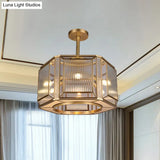 Hexagon Flush Mount Lighting With Clear Prismatic Glass - 6-Head Colonial Gold Finish