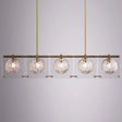 Hexagon Glass Ball Pendant Lamp - 5-Head Island Light Fixture With Brass Finish