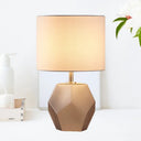 Hexagon Glass Night Light With Fabric Shade - Modern Grey/Pink/Yellow Table Lamp Grey